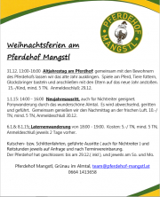 Pferdehof Mangstl Ferienprogramm, 31.12.2014